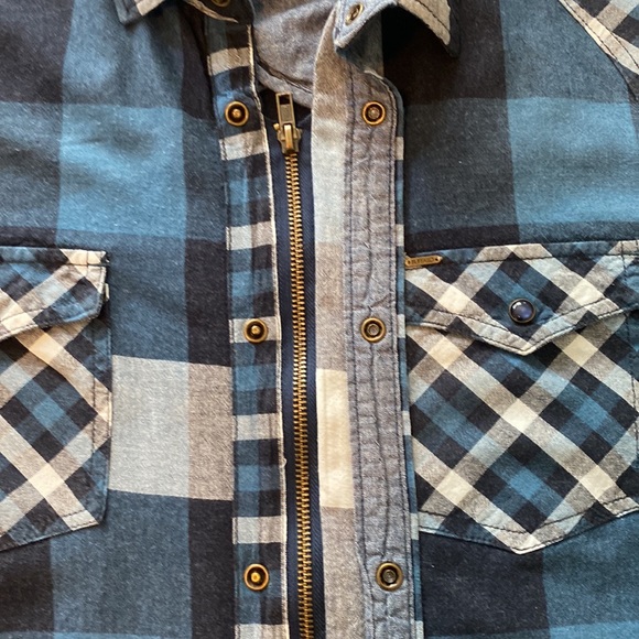 Men’s Buffalo David Bitton L/S Zipper Front & Snap Down Shirt Blue & Grey XL - Picture 3 of 6